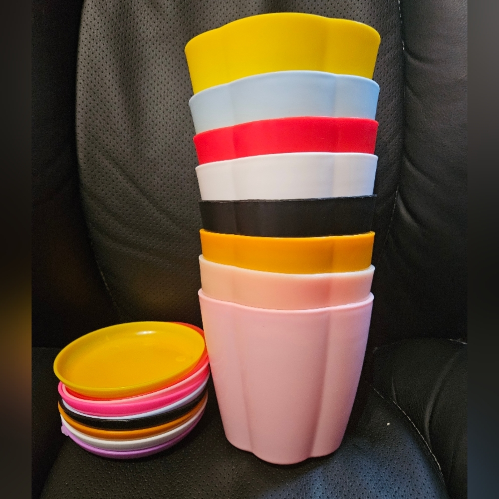Flower Shape Plastic Pot Set (8)